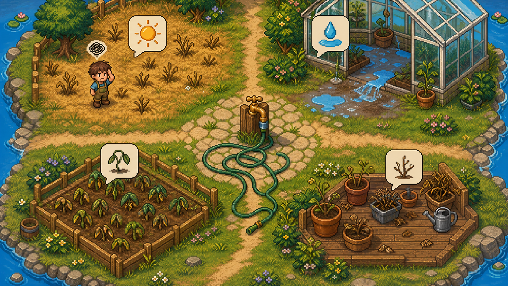 Dry garden problem state